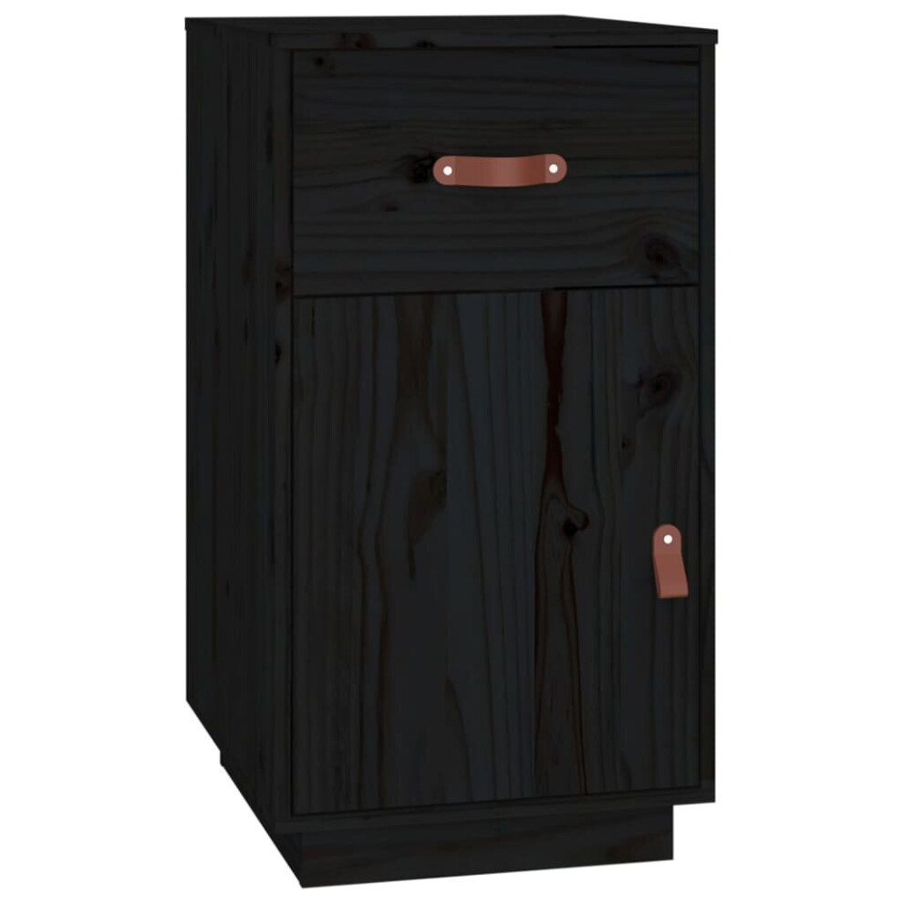 (Black) vidaXL Solid Wood Pine Desk Cabinet Home Office Desk Organiser Multi Colours