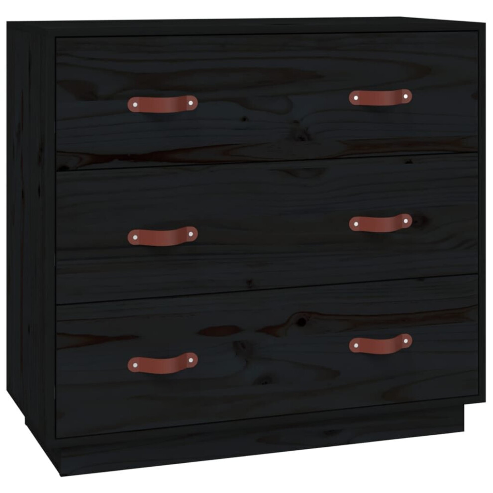 (Black) vidaXL Solid Wood Pine Sideboard Side Cabinet Home Organiser Multi Colours