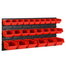 (26) vidaXL Workshop Shelf Set Red and Black Polypropylene Chest 1/26/30/35 Piece