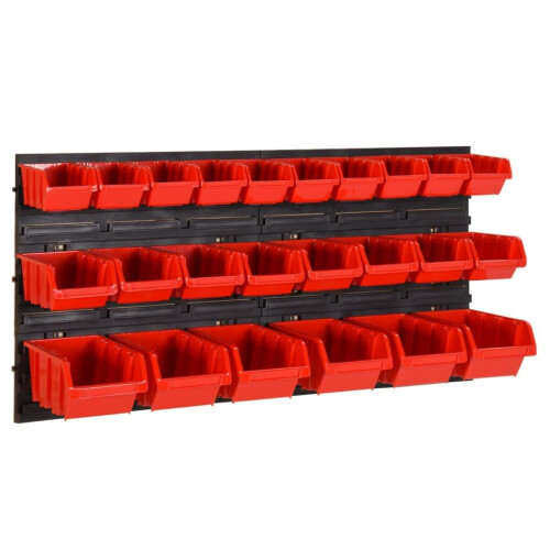 VidaXL (26) vidaXL Workshop Shelf Set Red and Black Polypropylene Chest 1/26/30/35 Piece