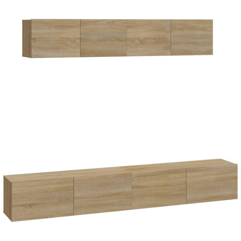 Vidaxl Tv Cabinet Set 4 Piece Sonoma Oak Engineered Wood Tv Console Media Unit