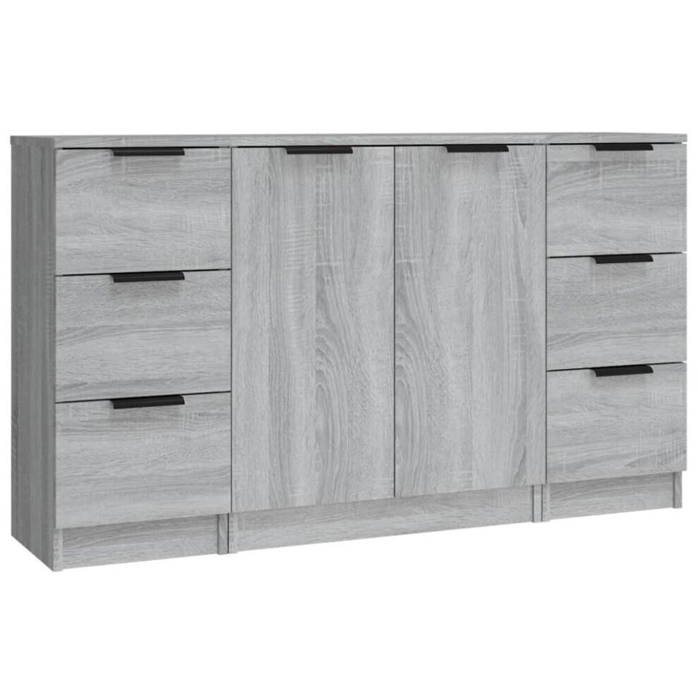 (Grey sonoma) vidaXL 3x Sideboards Engineered Wood Cabinet Home Organiser Multi Colours