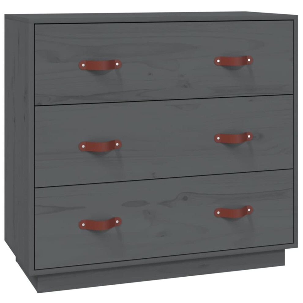 Vidaxl (Grey) Sideboard Side Cabinet Home Organiser Storage Cupboard Solid Wood Pine