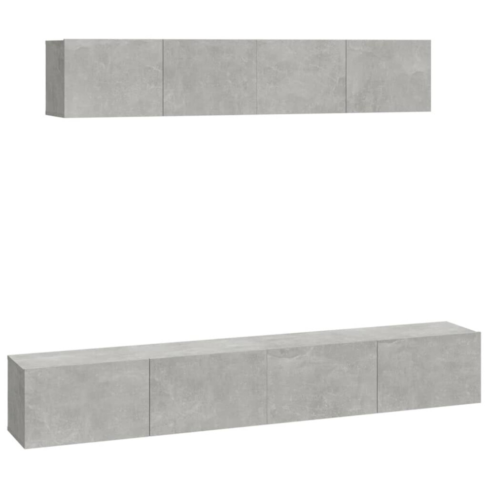 Vidaxl Tv Cabinet Set 4 Piece Concrete Grey Engineered Wood Sideboard Tv Unit