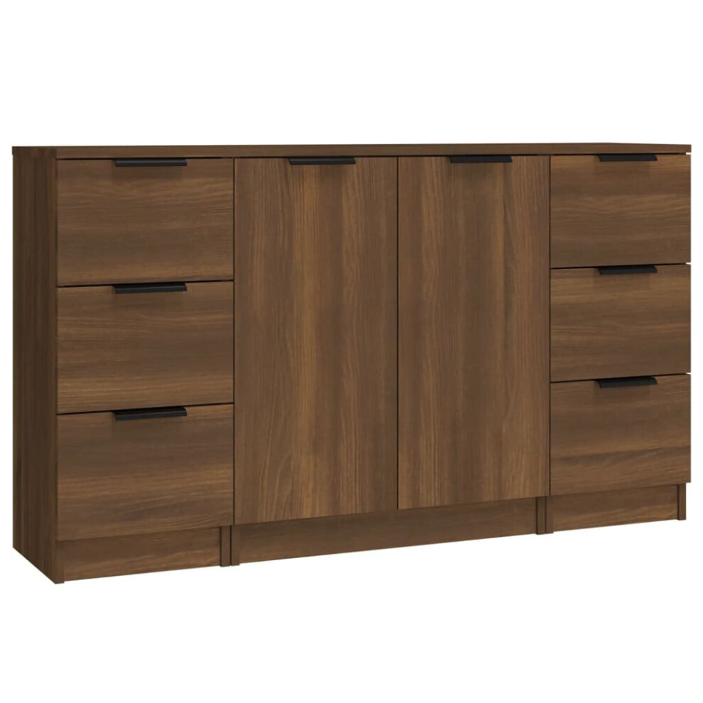 (Brown oak) vidaXL 3x Sideboards Engineered Wood Cabinet Home Organiser Multi Colours