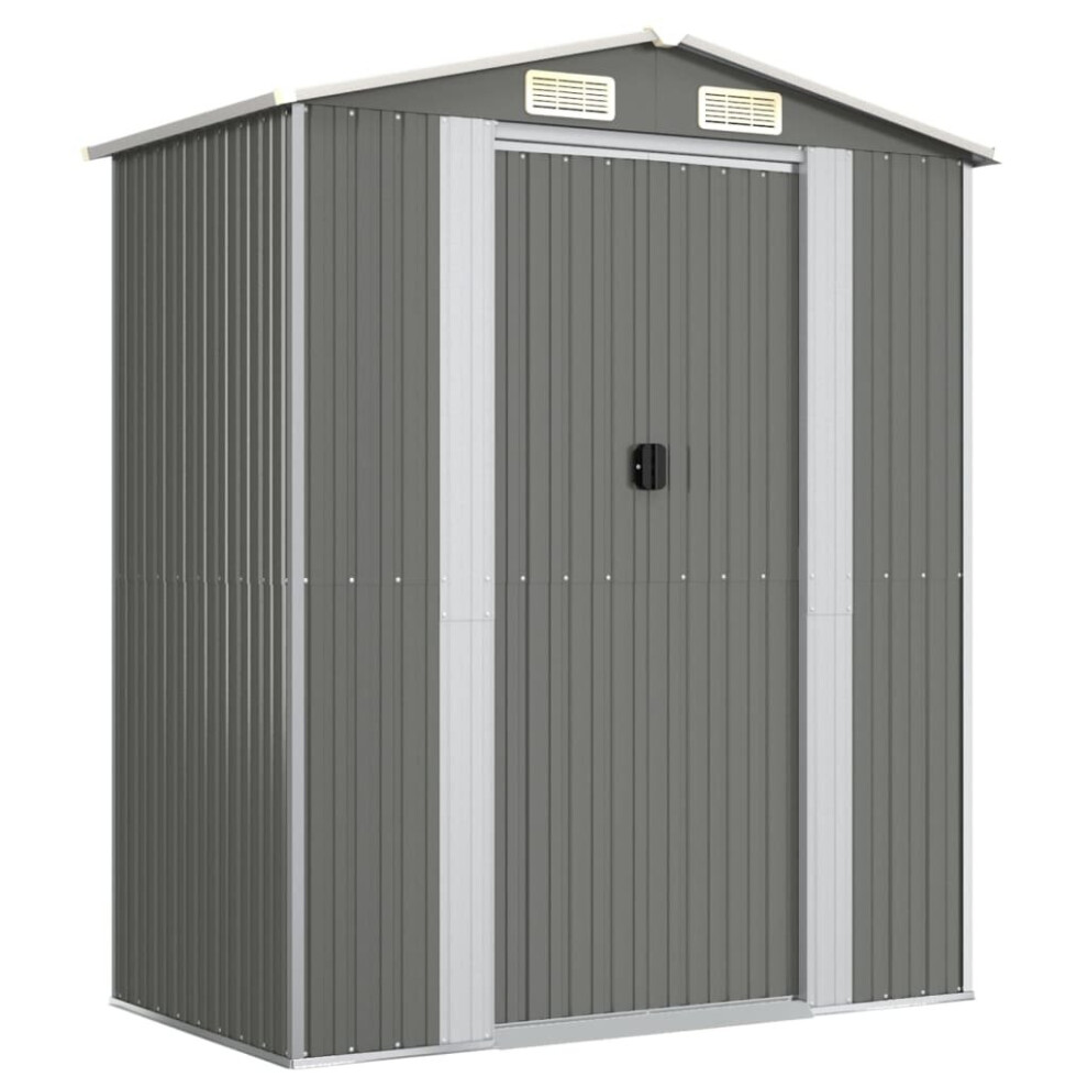 (Light grey) vidaXL Garden Shed Galvanised Steel Outdoor Tool Storage Patio Lawn Tool Shed