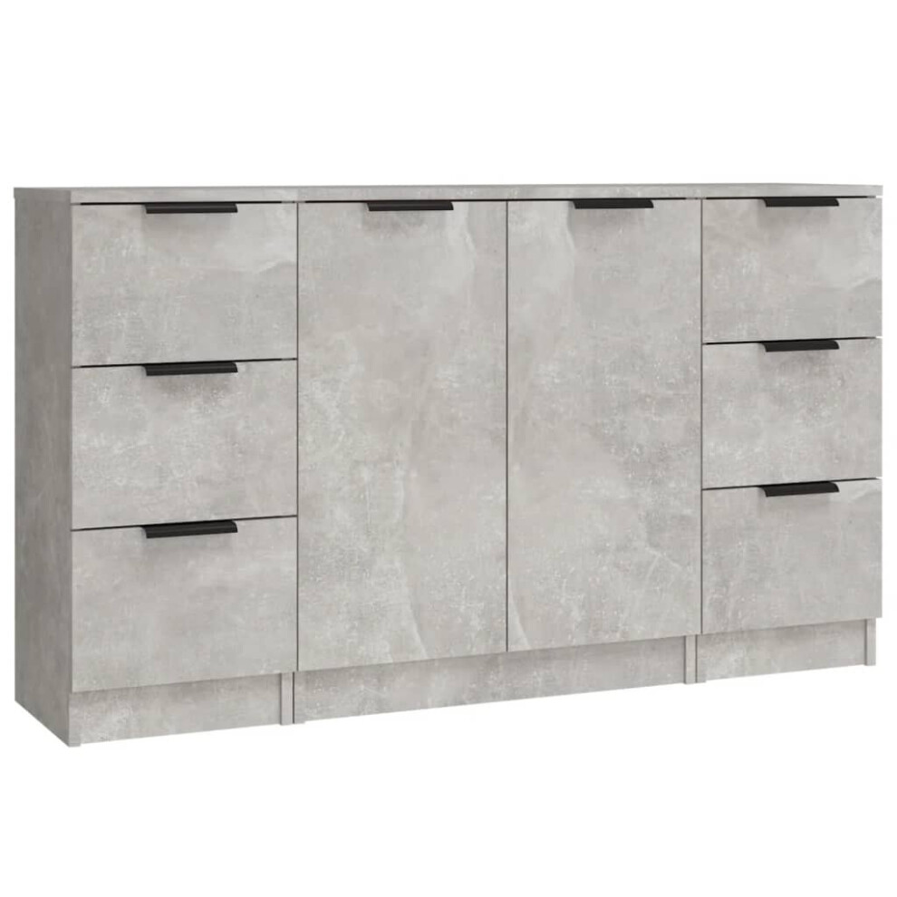 (Concrete grey) vidaXL 3x Sideboards Engineered Wood Cabinet Home Organiser Multi Colours