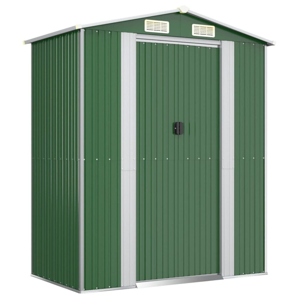 (Green) vidaXL Garden Shed Galvanised Steel Outdoor Tool Storage Patio Lawn Tool Shed