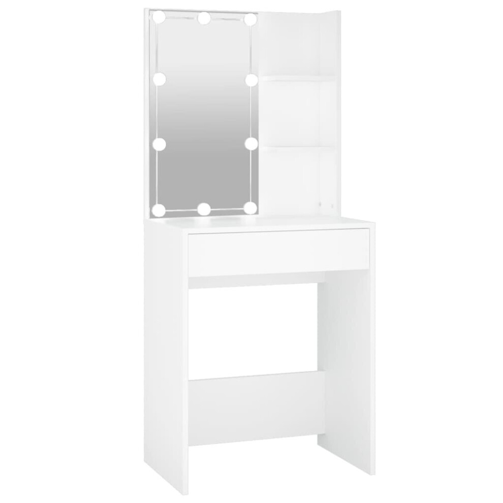 (White) vidaXL Dressing Table With LED Makeup Vanity Desk Cosmetic Table Multi Colours