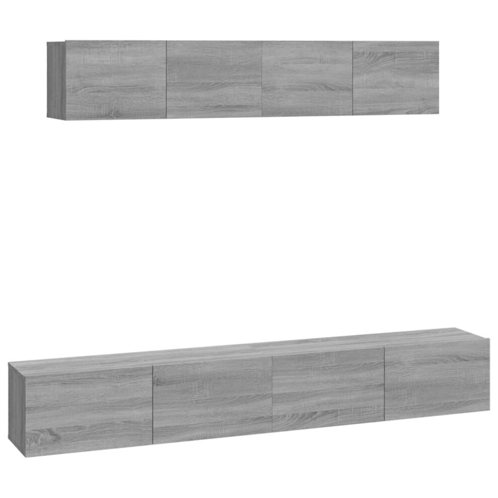 Vidaxl Tv Cabinet Set 4 Piece Grey Sonoma Engineered Wood Hifi Cabinet Tv Unit