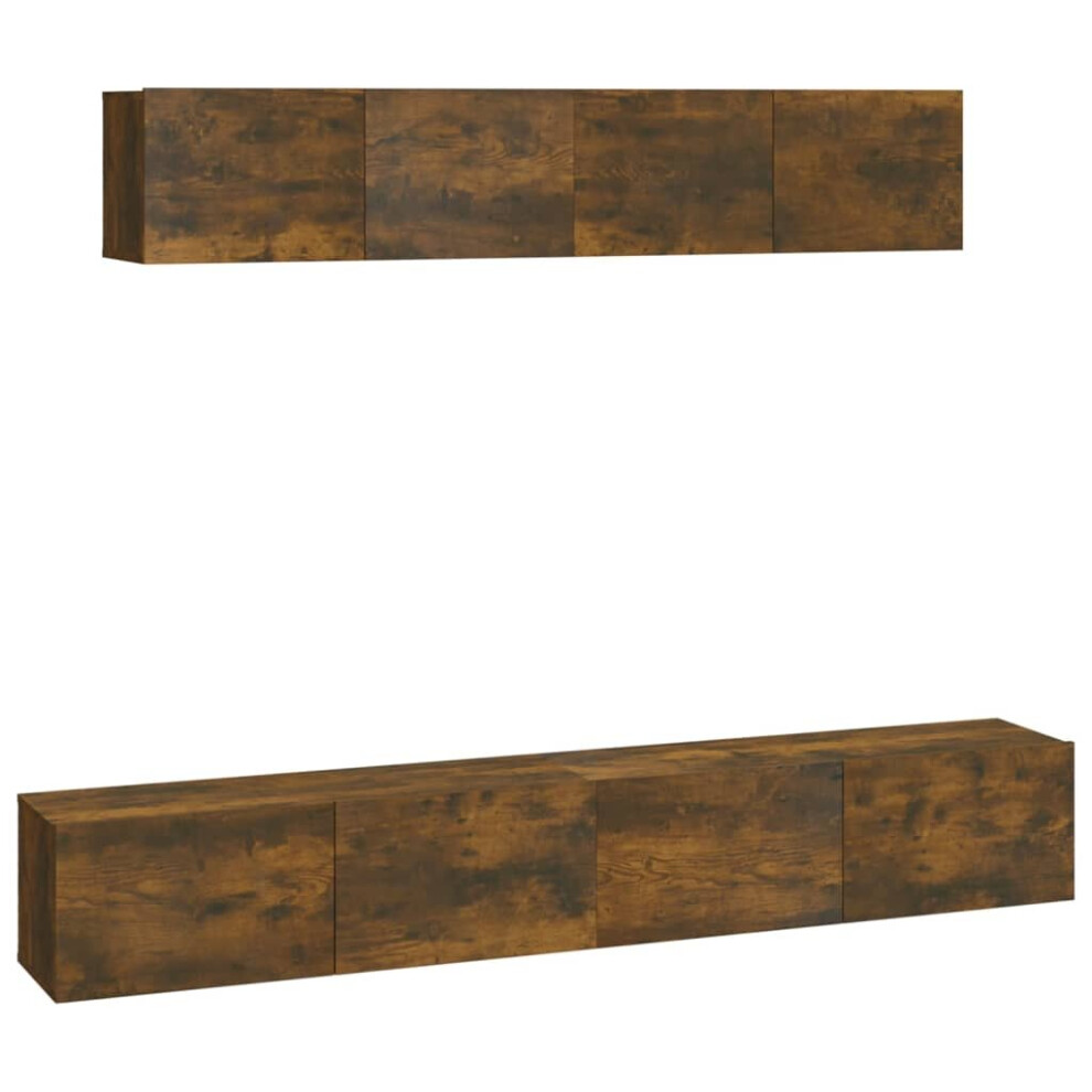 Vidaxl Tv Cabinet Set 4 Piece Smoked Oak Engineered Wood Tv Console Media Unit