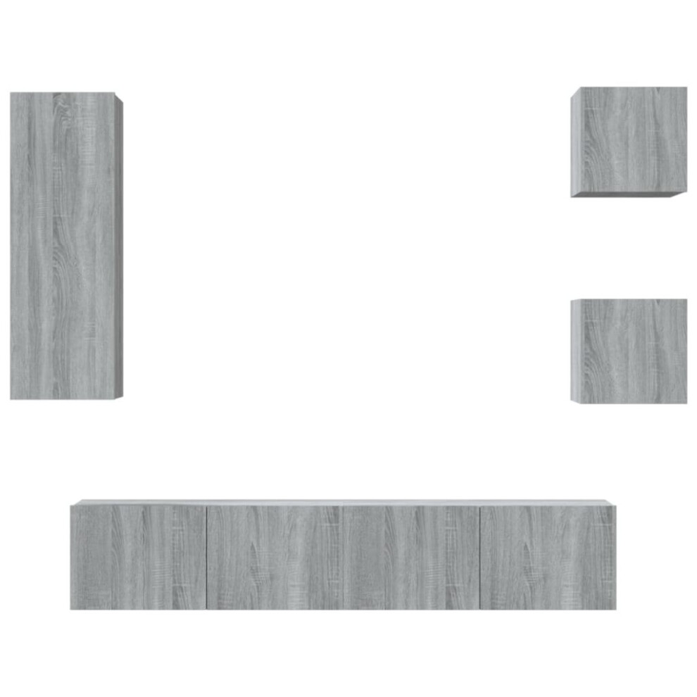 (Grey sonoma) vidaXL TV Cabinet Set 5 Piece Engineered Wood Indoor Media Unit Multi Colours