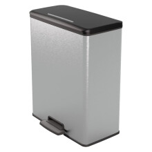 Pedalafvalbak Deco Rechthoekig 65 L Zilver - Curver
