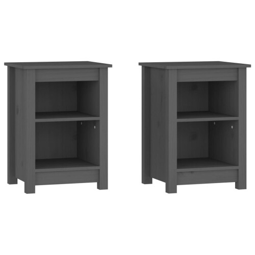 VidaXL (Grey, 2) vidaXL 1/2x Solid Wood Pine Bedside Cabinet Nightstand End Table Multi Colours