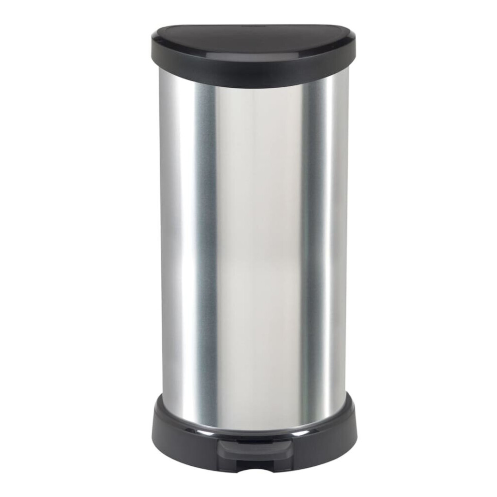 (40L) Curver Pedal Bin Deco D-Shape Silver Trash Waste Container Rubbish Bin 15/40L