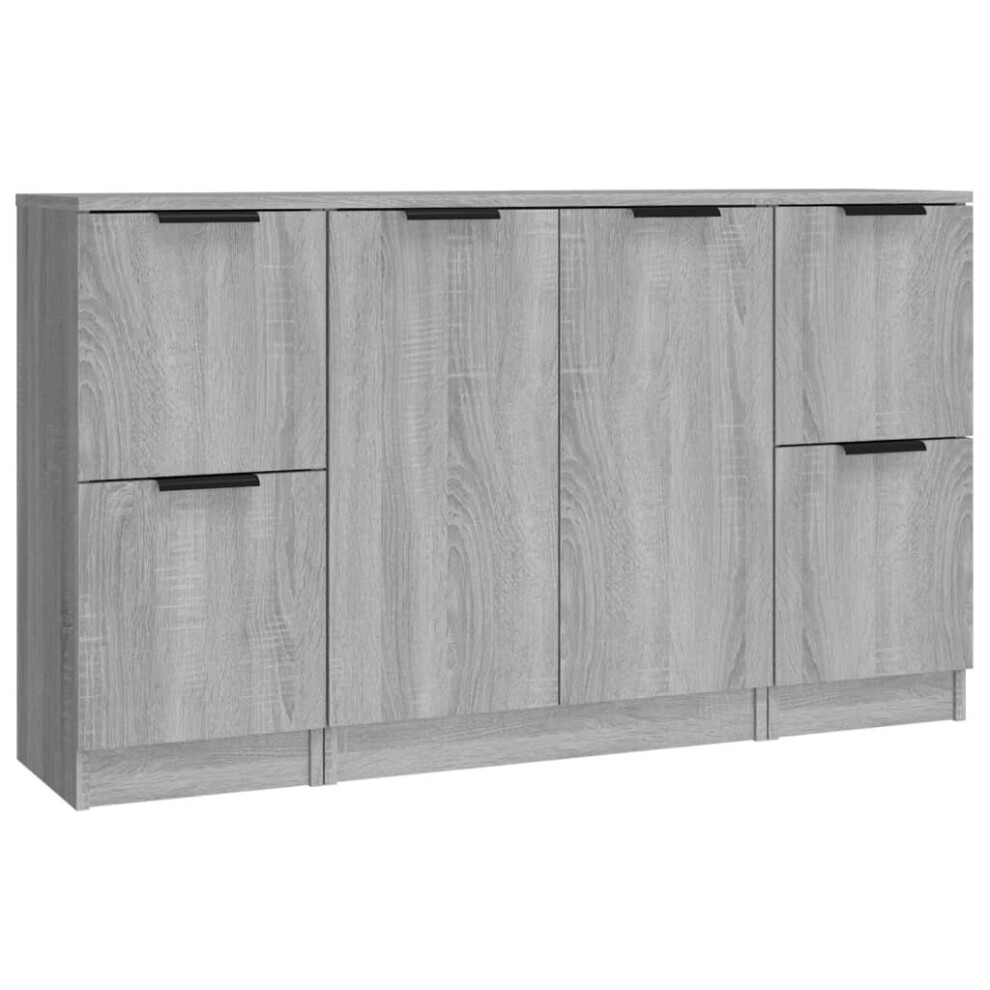 (Grey sonoma) vidaXL 3x Sideboards Engineered Wood Cabinet Home Organiser Multi Colours