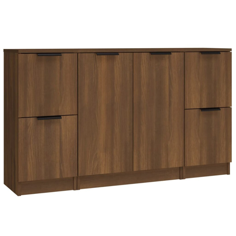 (Brown oak) vidaXL 3x Sideboards Engineered Wood Cabinet Home Organiser Multi Colours