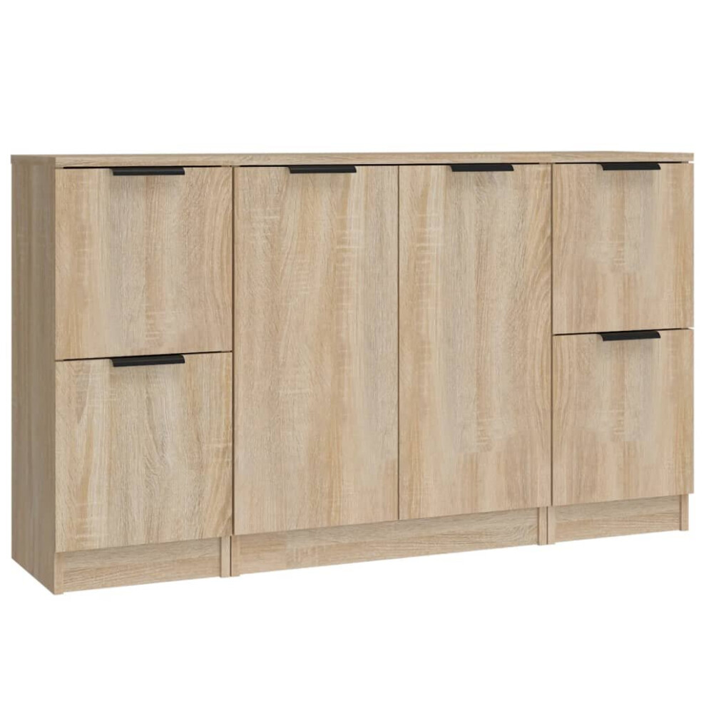 (Sonoma oak) vidaXL 3x Sideboards Engineered Wood Cabinet Home Organiser Multi Colours