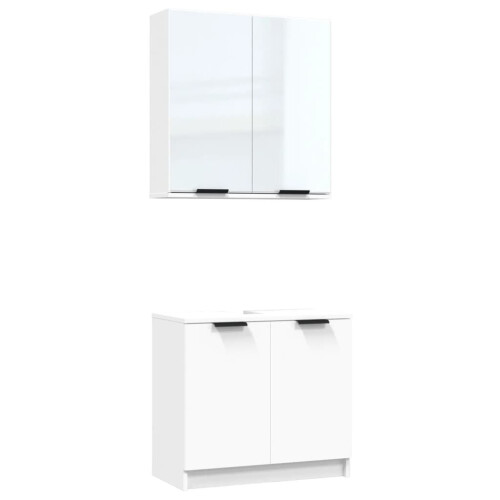 VidaXL (White) vidaXL Bathroom Cabinet Set 2 Piece Engineered Wood Sink Unit Multi Colours