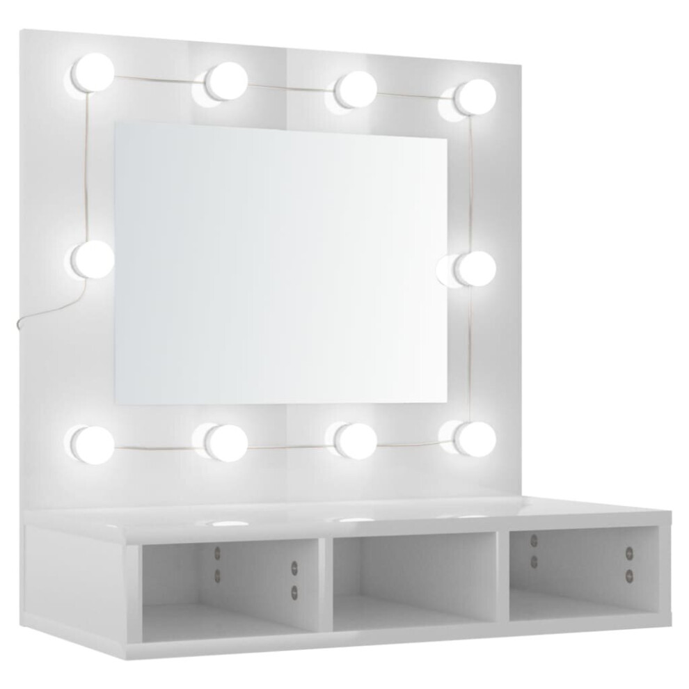 (High gloss white) vidaXL Mirror Cabinet with LED Wall-mounted Mirror Cabinet Storage Cupboard