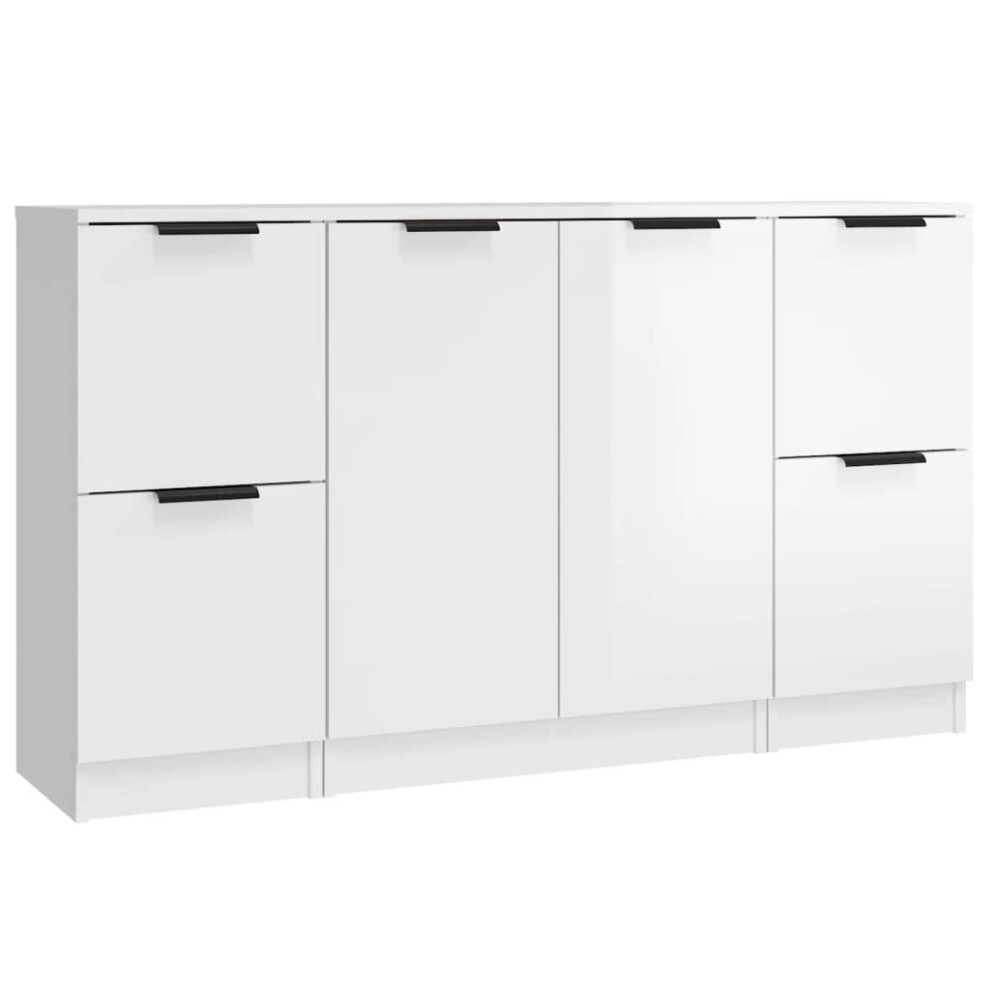 (High gloss white) vidaXL 3x Sideboards Engineered Wood Cabinet Home Organiser Multi Colours