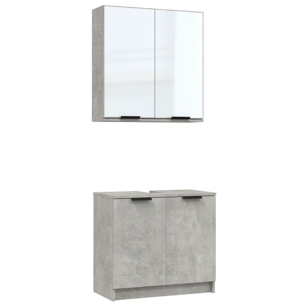 (Concrete grey) vidaXL Bathroom Cabinet Set 2 Piece Engineered Wood Sink Unit Multi Colours