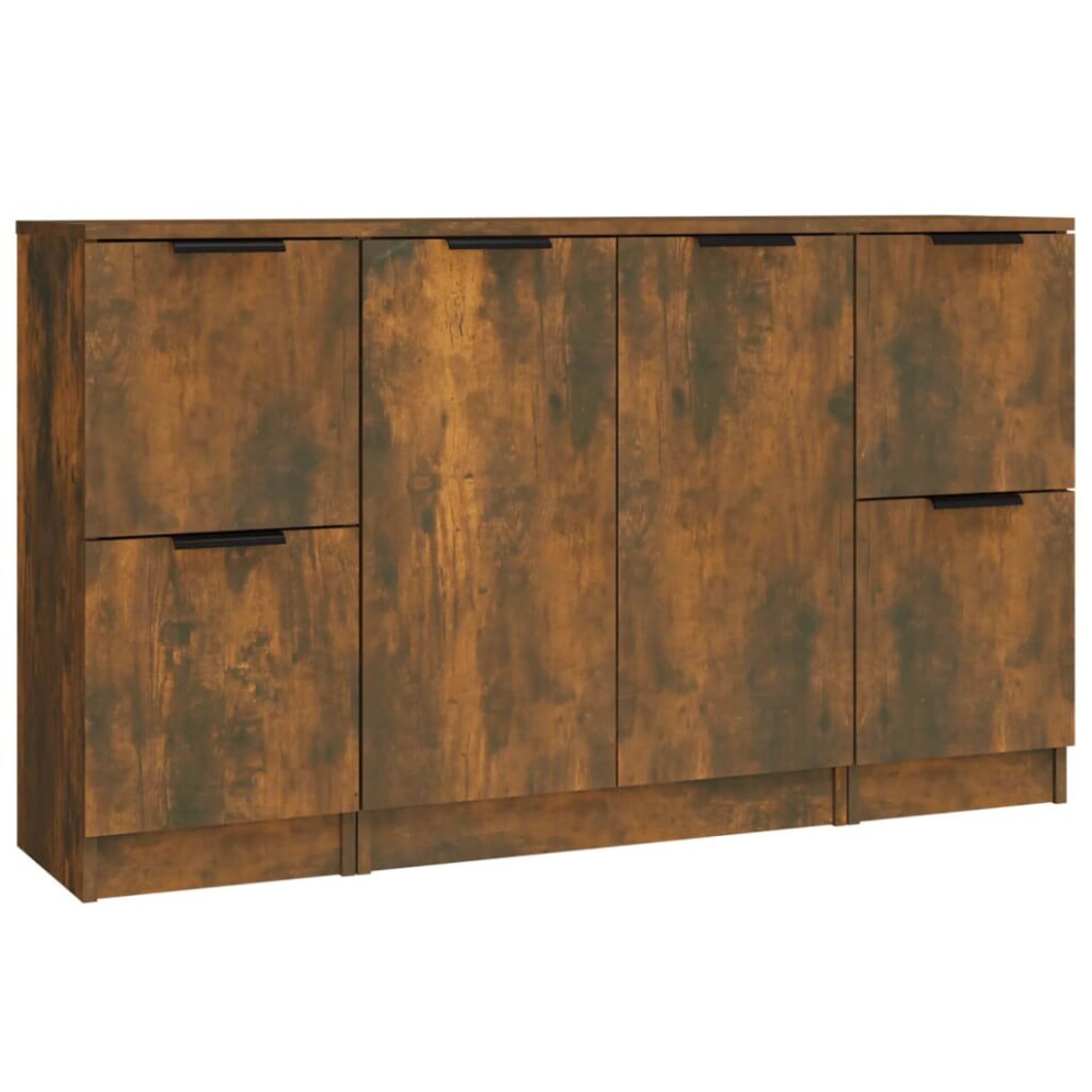 (Smoked oak) vidaXL 3x Sideboards Engineered Wood Cabinet Home Organiser Multi Colours