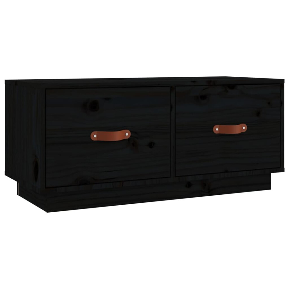 (Black) vidaXL Solid Wood Pine TV Cabinet HiFi Media Unit TV Console Multi Colours