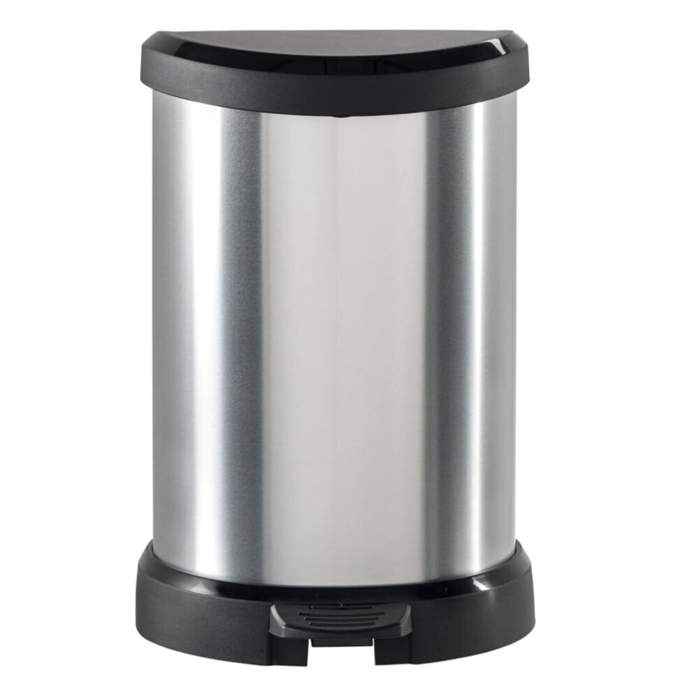 (15L) Curver Pedal Bin Deco D-Shape Silver Trash Waste Container Rubbish Bin 15/40L