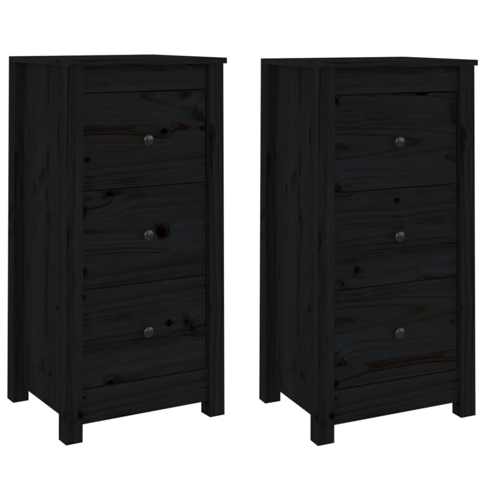VIDAXL Sideboards - Solid Pine Wood - Black - 40x35x80 cm - Image 2