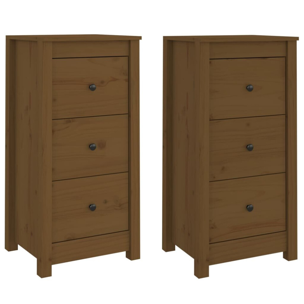 VidaXL Sideboards - 2 pcs - Honey Brown - Solid Pine Wood - 40x35x80 cm - Image 2