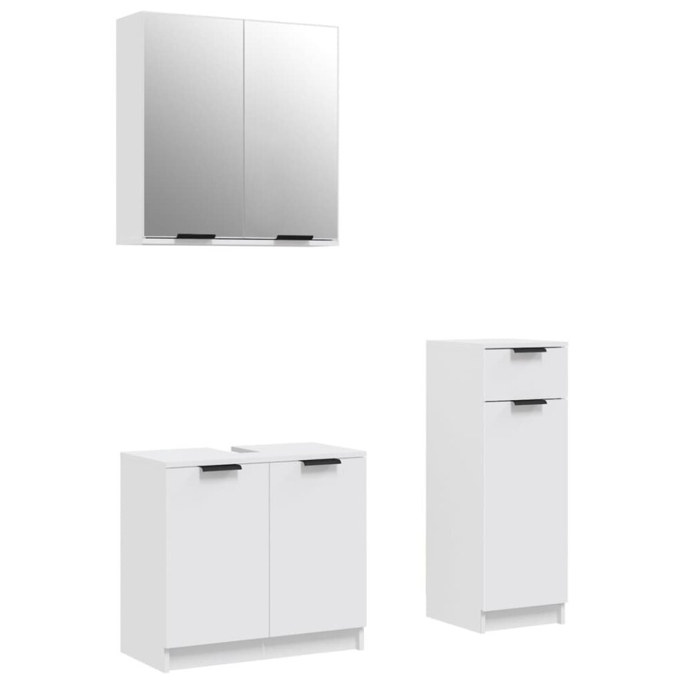 (White) vidaXL Bathroom Cabinet Set 3 Piece Engineered Wood Vanity Unit Multi Colours