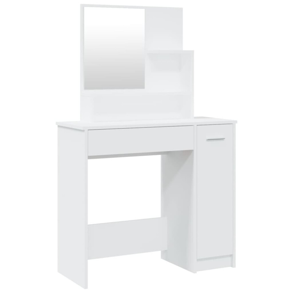 (White) vidaXL Dressing Table Makeup Table Vanity Desk Cosmetic Table with Mirror