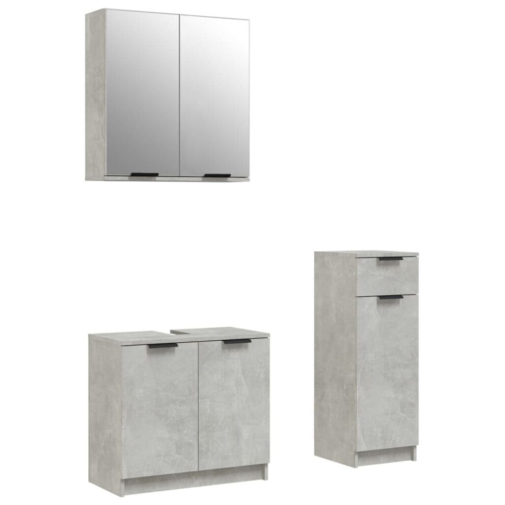 (Concrete grey) vidaXL Bathroom Cabinet Set 3 Piece Engineered Wood Vanity Unit Multi Colours