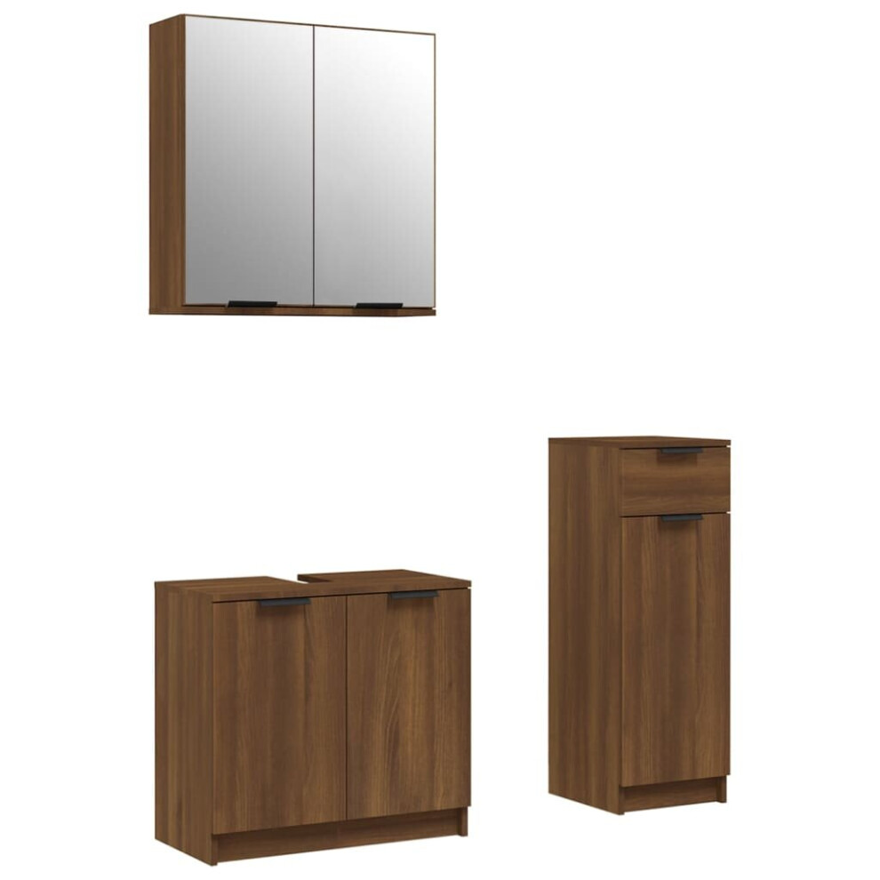 (Brown oak) vidaXL Bathroom Cabinet Set 3 Piece Engineered Wood Vanity Unit Multi Colours