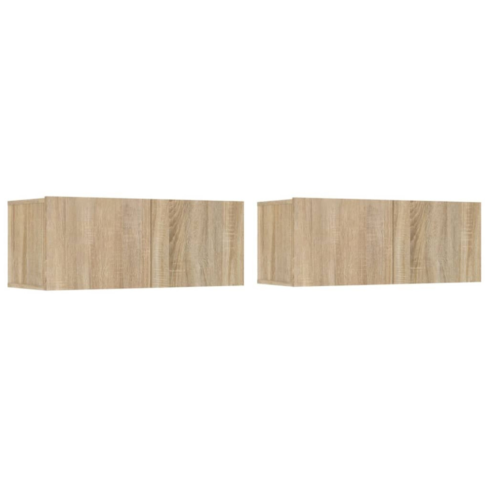 Vidaxl TV Cabinet - 2 Pcs - Sonoma Oak - 80x30x30 cm - Engineered Wood - Brown - Image 3