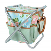 Esschert Design Garden Tool Stool Rose Print Lawn Gardening Tool Accessories