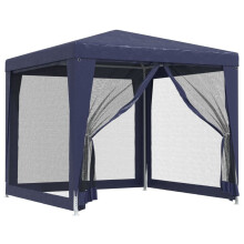 vidaXL Partyzelt mit 4 Mesh-Seitenwänden Blau 2,5x2,5 m HDPE