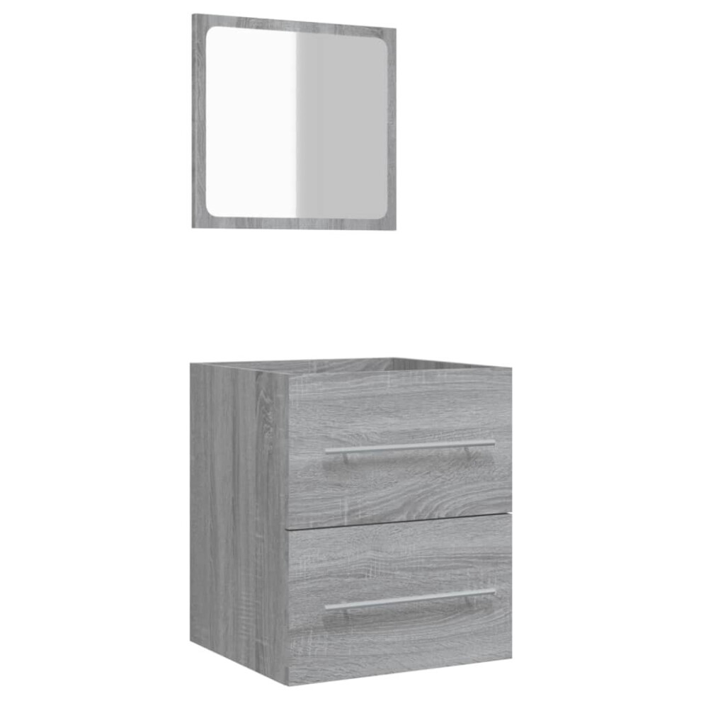 (Grey sonoma) vidaXL Bathroom Cabinet with Mirror Vanity Unit Sink Cabinet Engineered Wood