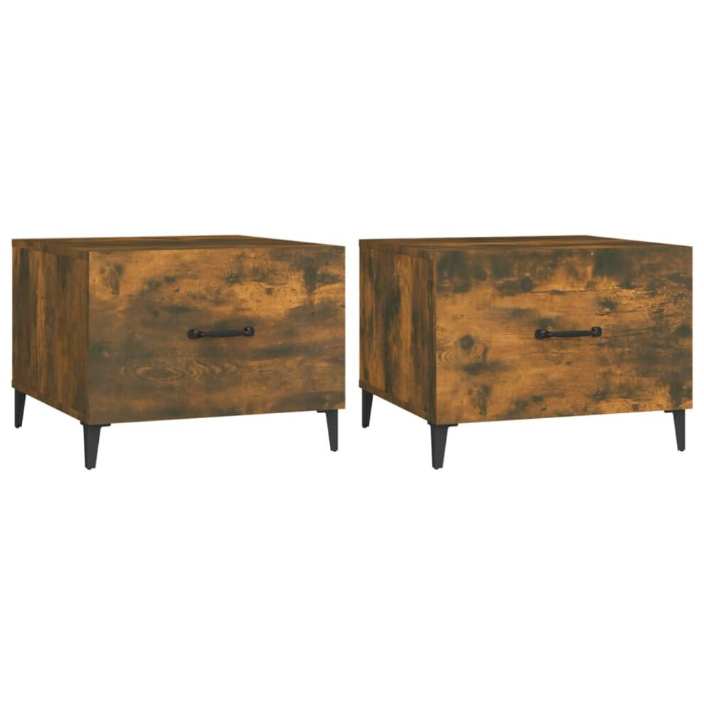 Vidaxl (Smoked Oak, 2) 1/2X Coffee Table With Metal Legs End Centre Accent Table Multi Colours Brown Size 2