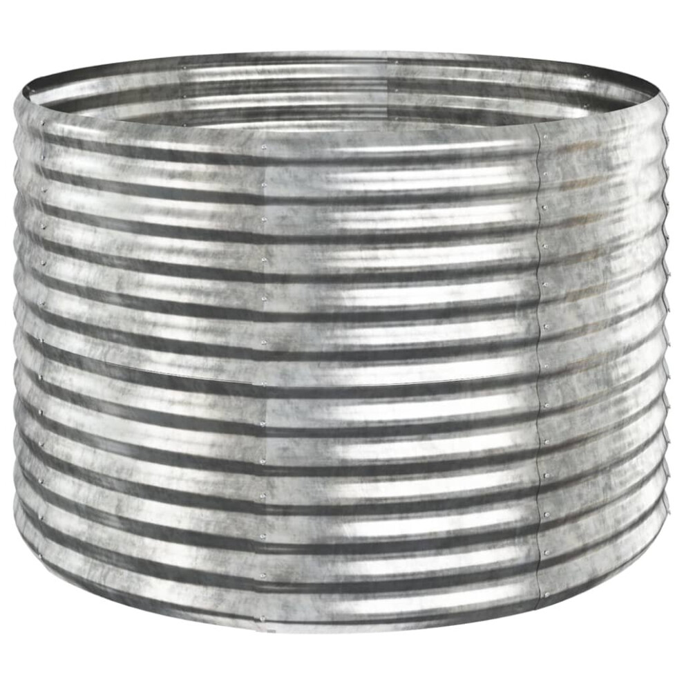 Vidaxl (, 100 X 100 X 68 Cm (L X W X H)) Garden Planter Patio Flower Pot Raised Garden Bed Powder-Coated Steel Silver