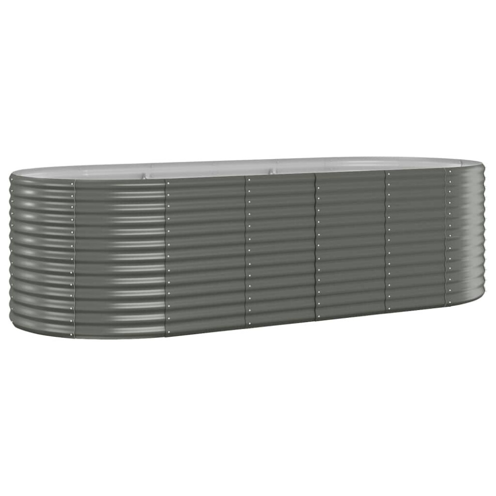Vidaxl (Grey, 249 X 100 X 68 Cm (L X W X H)) Garden Planter Patio Flower Pot Raised Garden Bed Powder-Coated Steel