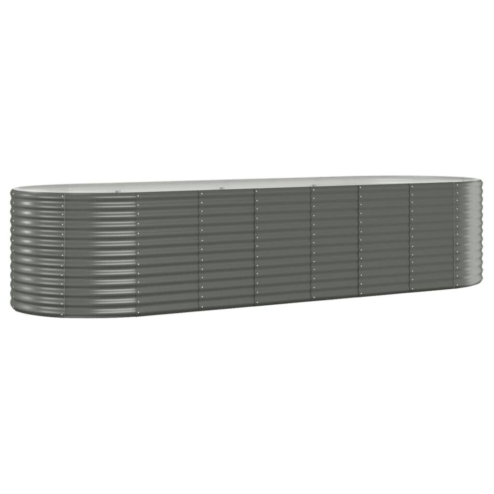 Vidaxl (, 322 X 100 X 68 Cm (L X W X H)) Garden Planter Patio Flower Pot Raised Garden Bed Powder-Coated Steel Grey