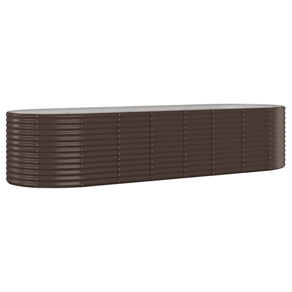 Vidaxl (, 322 X 100 X 68 Cm (L X W X H)) Garden Planter Patio Flower Pot Raised Garden Bed Powder-Coated Steel Brown