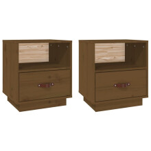 (Honey brown, 2) vidaXL 1/2x Solid Wood Pine Bedside Cabinet Bedroom Furniture Multi Colours