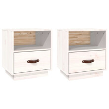 (White, 2) vidaXL 1/2x Solid Wood Pine Bedside Cabinet Bedroom Furniture Multi Colours