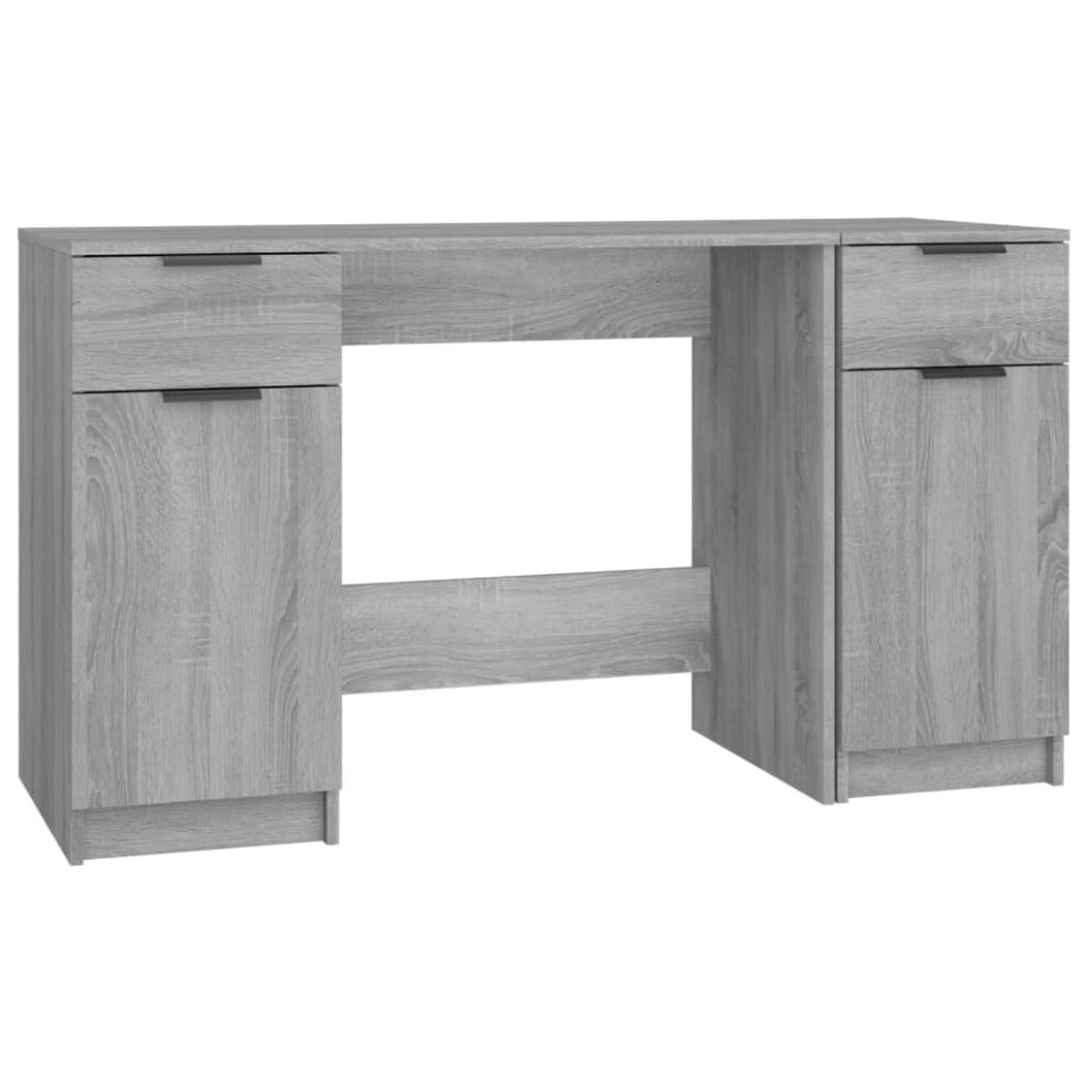 Vidaxl (Grey Sonoma) Desk With Side Cabinet Engineered Wood Standing Desk Multi Colours