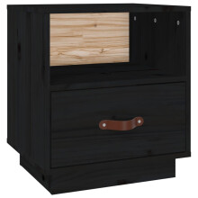 (Black, 1) vidaXL 1/2x Solid Wood Pine Bedside Cabinet Bedroom Furniture Multi Colours