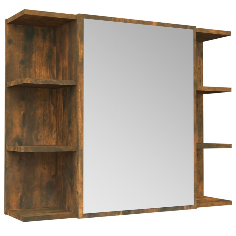 vidaXL Bathroom Mirror Cabinet Smoked Oak Engineered Wood Storage Cabinet