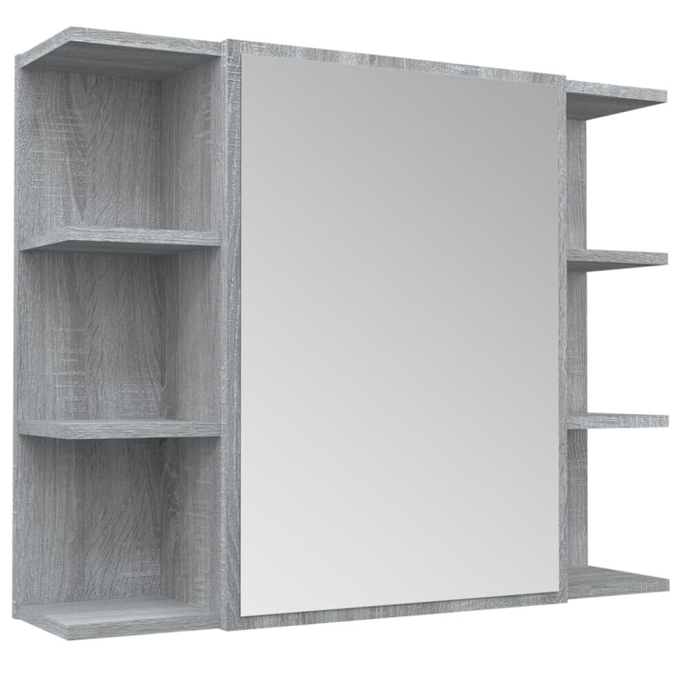 vidaXL Bathroom Mirror Cabinet Grey Sonoma Engineered Wood Storage Cabinet